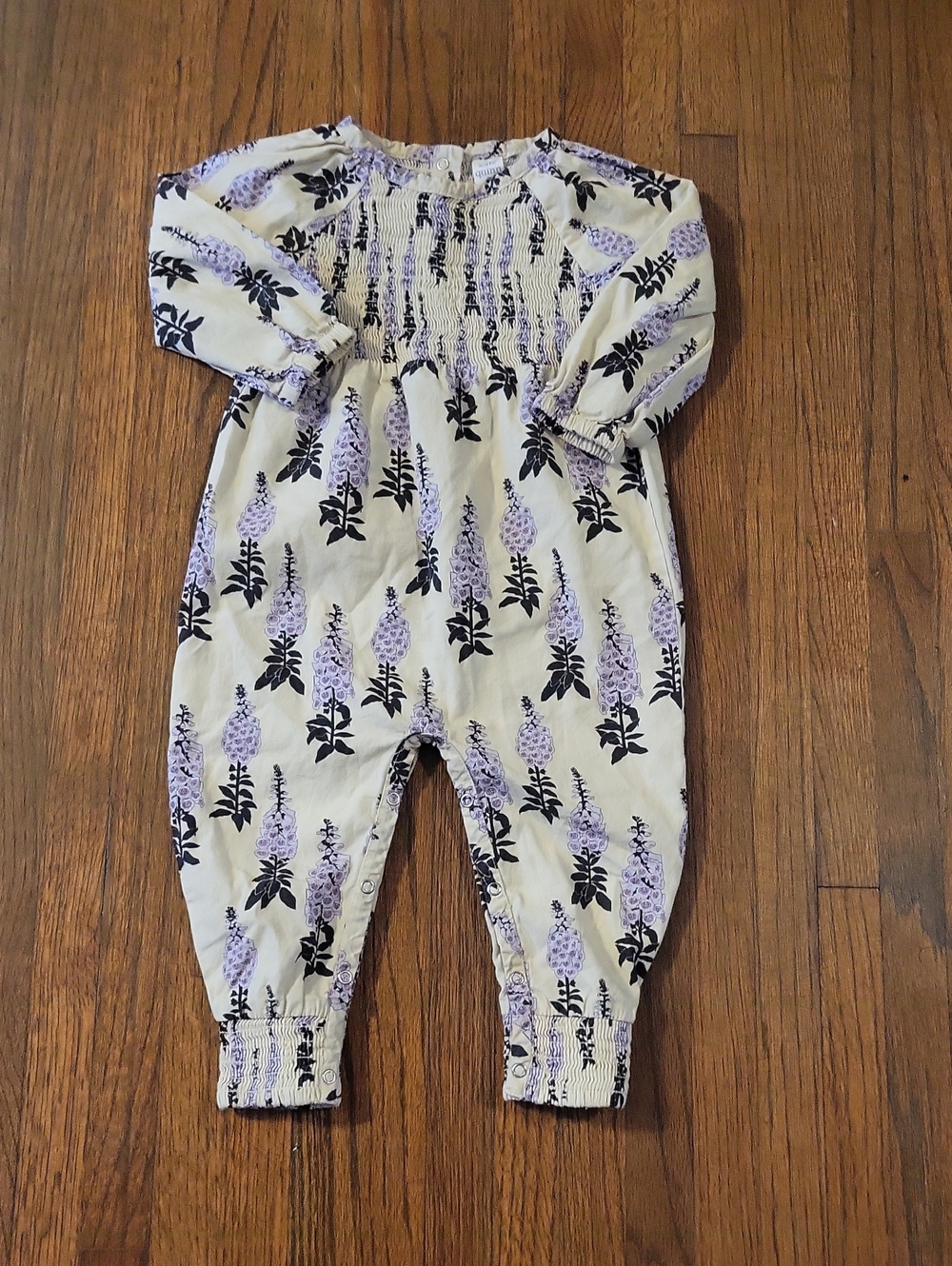 kate quinn Organic Cream Romper with Lavender Floral Print